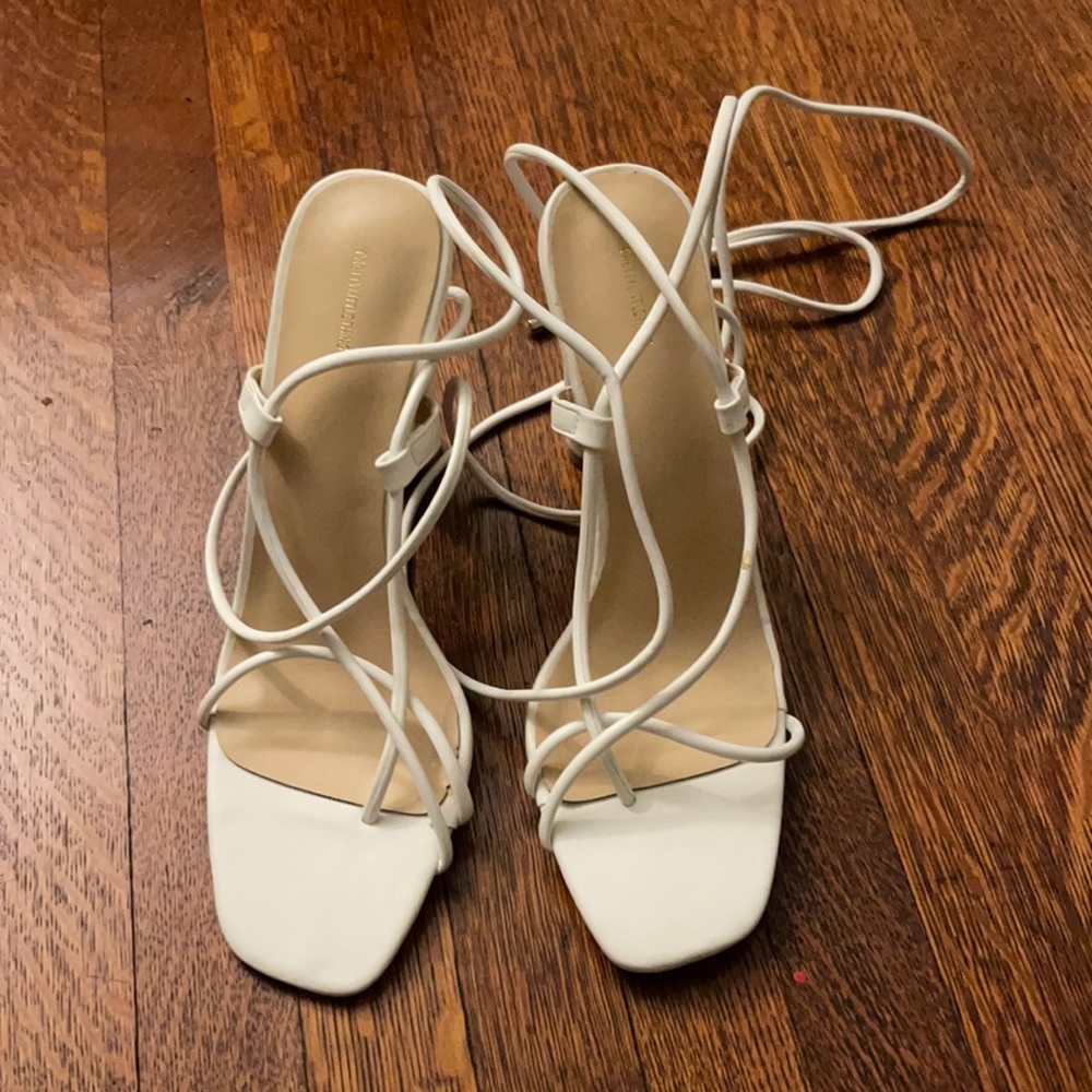 PrettyLittleThing White Strappy Block Heeled Shoes